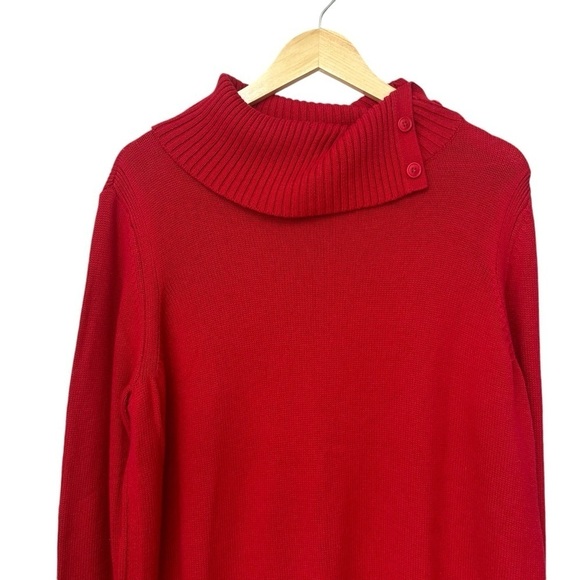 Talbots Red Pullover Sweater, Button Neck, XL - Picture 4 of 8